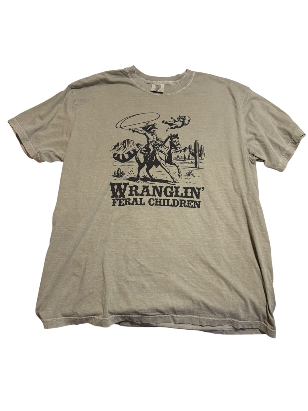 Comfort Colors Tan Graphic 'Wranglin' Feral Children' Tee